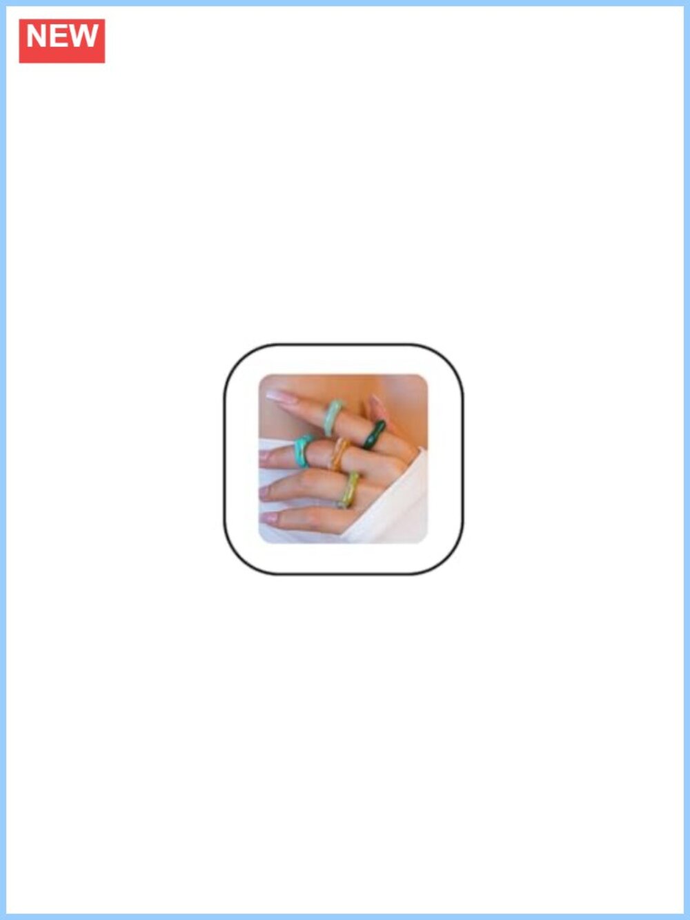 Chunky Resin Acrylic Stackable Statement Rings Set of 5 Geometric Midi Thumb
